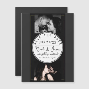 Carte Magnétique Épinglez Date Moderne Minimaliste Noir Gris Or