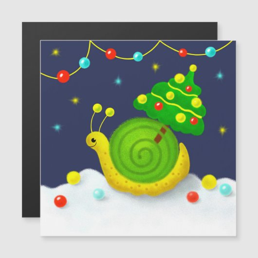 Carte Magnétique Escargot de Noël (Devant / Derrière)