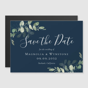 Carte Magnétique Eucalyptus Aquarelle Mariage Enregistrer La Date M