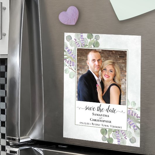 Carte Magnétique Eucalyptus Lavender Mariage Enregistrer la date Ma