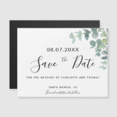 Carte Magnétique Eucalyptus mariage vert enregistrer la date aimant (Devant / Derrière)