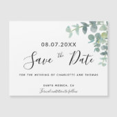 Carte Magnétique Eucalyptus mariage vert enregistrer la date aimant (Devant)