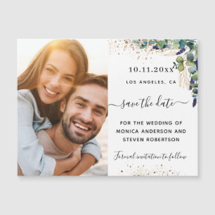 Carte Magnétique Eucalyptus photo mariage Enregistrer l'aimant Date