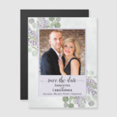 Carte Magnétique Eucalyptus Purple Mariage Enregistrer la date Magn (Devant / Derrière)
