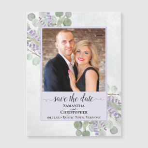 Carte Magnétique Eucalyptus Purple Mariage Enregistrer la date Magn