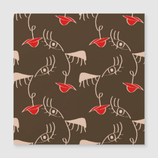 Carte Magnétique Face de femme à une ligne : motif abstrait.
