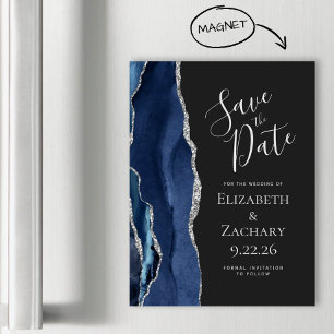 Carte Magnétique Faire part magnétique bleu marine argent foncé Aga