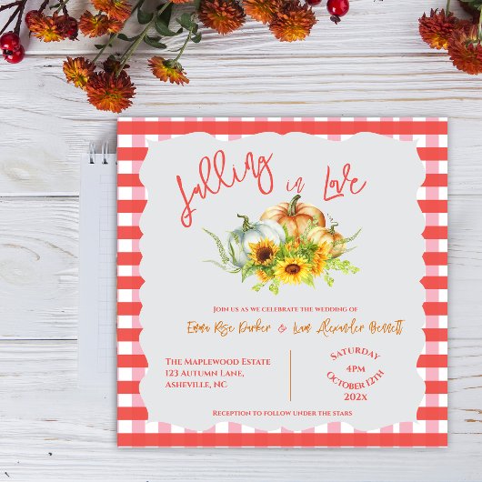 Carte Magnétique Falling in Love Pumpkins Sunflowers Fall Wedding