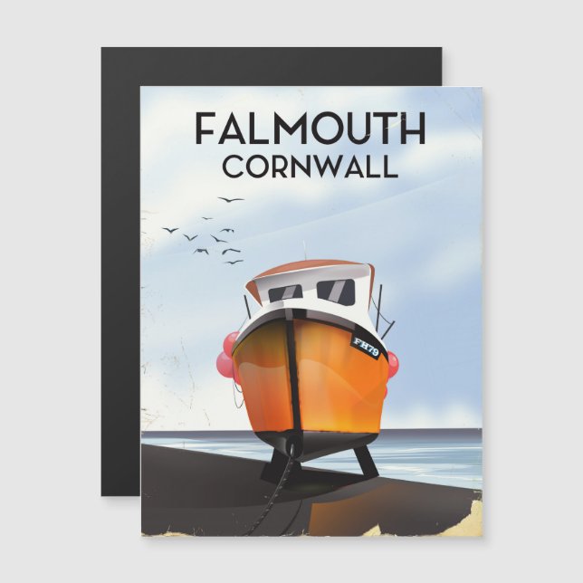 Carte Magnétique Falmouth Cornouailles Poster de voyage (Devant / Derrière)