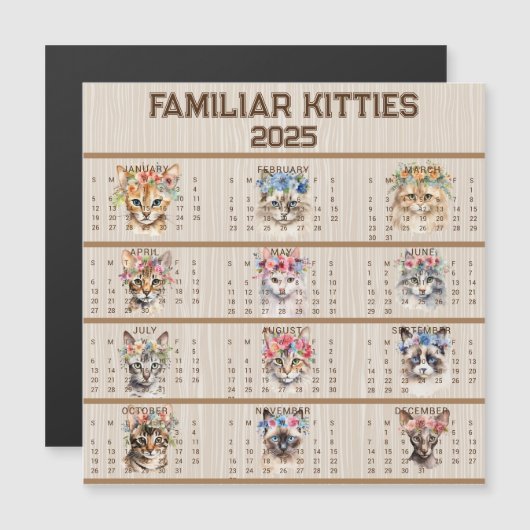 Carte magnétique Familiar Kitties 2025 (Devant / Derrière)