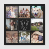 Carte Magnétique Famille 8 photo collage monogramme nom keepsar (Devant)
