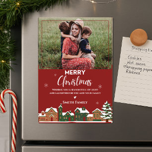 Carte Magnétique Famille Rouge traditionnelle voeux de Noël