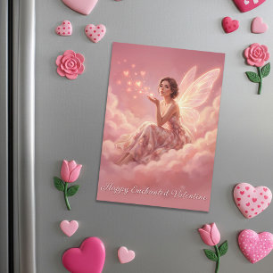 Carte Magnétique Fée de la Saint-Valentin sur des nuages roses Cart