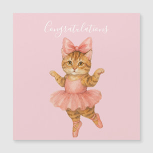 Carte Magnétique Félicitations Chat Ballerine Rose