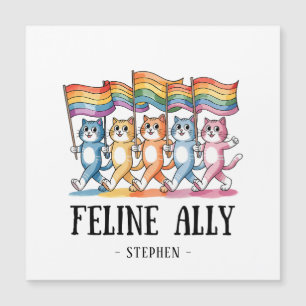 Carte Magnétique Feline Ally - Rainbow Cat LGBTQ Pride