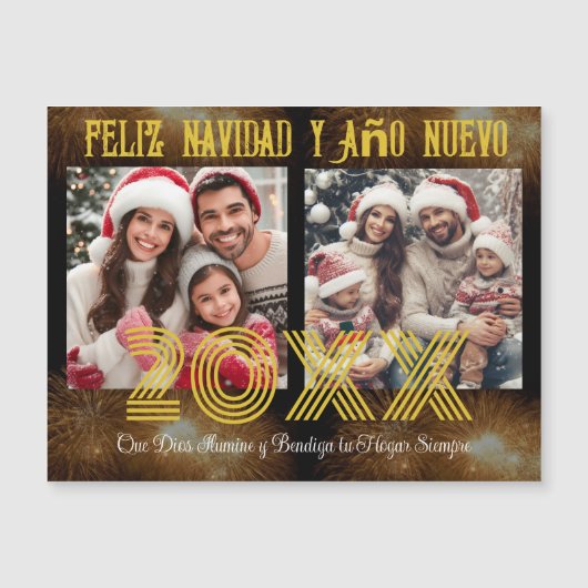 Carte Magnétique Feliz Año Nuevo Modern Calligraphy Script Photo (Devant)
