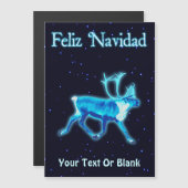 Carte Magnétique Feliz Navidad - Caribou bleu (Reindeer) (Devant / Derrière)