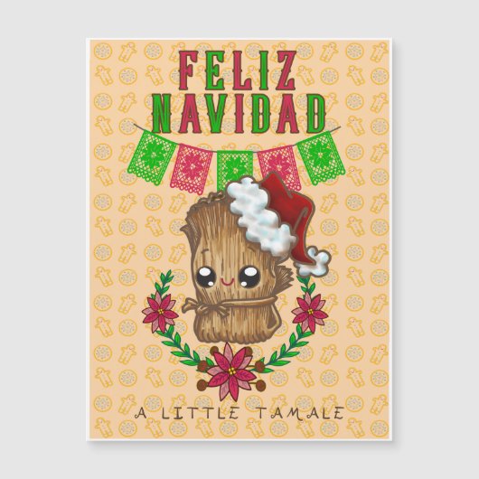Carte Magnétique Feliz Navidad - Little Tamale (jaune) (Devant)