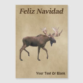 Carte Magnétique Feliz Navidad - Moose Sur Ancien Papier (Devant)