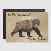 Carte Magnétique Feliz Navidad - Ours Kodiak (Devant / Derrière)