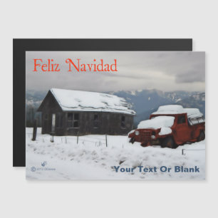 Carte Magnétique Feliz Navidad - Vieux Camion Rouge