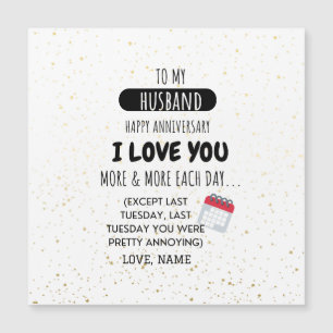 Carte Magnétique Femme amusante au mari Message d'Humour à l'annive