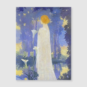Carte Magnétique Femme Art Nouveau avec Calla Lilies