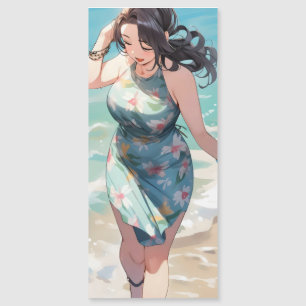 Carte Magnétique Femme courbée sur la plage