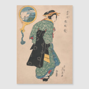Carte Magnétique Femme de kimono japonais antique Ukiyo-e gravure s