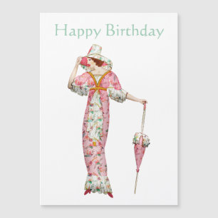 Carte Magnétique Femme vintage 1900 Joyeux Anniversaire