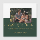 Carte Magnétique Festif Vert et Or Joyeux Photo Noël (Devant)