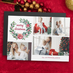 Carte Magnétique Festive Colorful Christmas Wreath Photo Collage