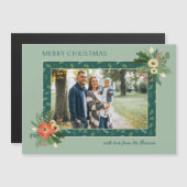 Carte Magnétique Festive mignonne Noël Floral 1 Photo (Devant / Derrière)