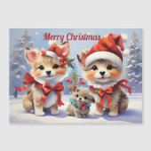 Carte Magnétique Festive Noël Puppies vacances (Devant)