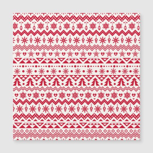 Carte Magnétique Festive Noël sans couture motif. (Devant)