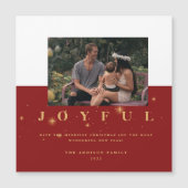 Carte Magnétique Festive Rouge et or Joyful Photo Noël (Devant)