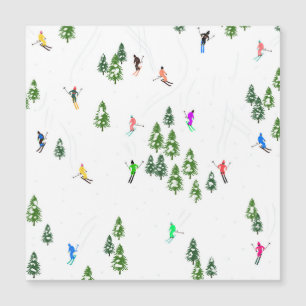 Carte Magnétique Fête d'Illustration de ski alpin Freeride