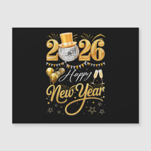 Carte Magnétique Fête du Nouvel An 2026 Ballon Drôle Famille Tapis
