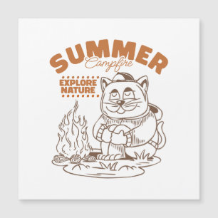 Carte Magnétique Feu de camp d'été Explorez la nature - Chat Vintag