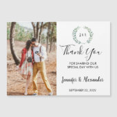 Carte Magnétique Feuille d'aquarelle rustique monogramme photo mari (Devant)