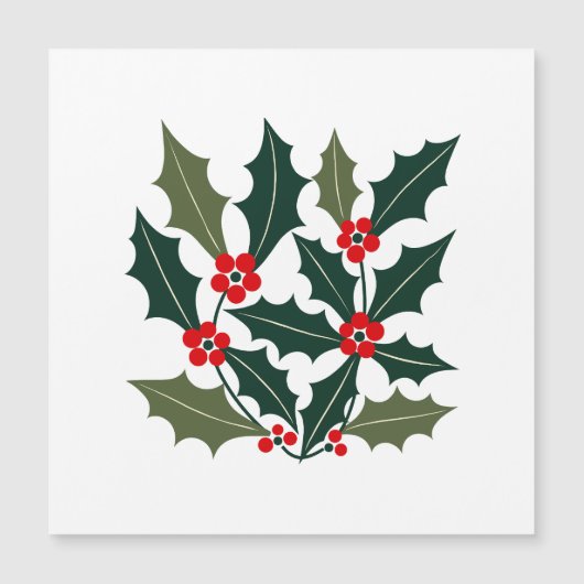 Carte Magnétique Feuilles de houx de style moderne du milieu du siè (Devant)