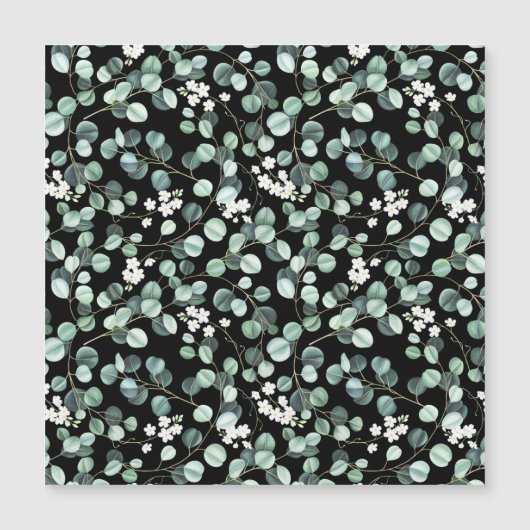 Carte Magnétique Feuilles de l'Eucalyptus : Motif de fleurs blanche (Devant)
