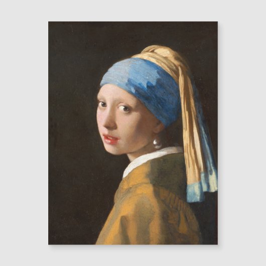 Carte Magnétique Fille avec une perle d'oreille Portrait Peinture (Devant)