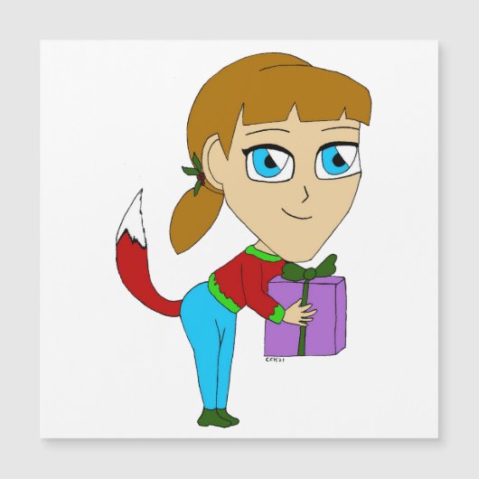Carte Magnétique fille chibi renarde  (Devant)