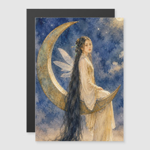 Carte Magnétique fille fée chinoise sur peinture à l'aquarelle de l