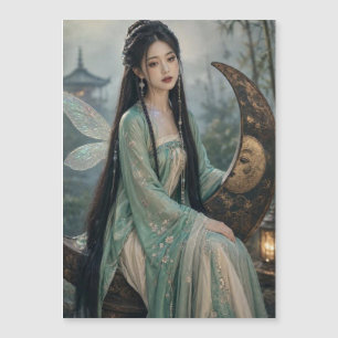 Carte Magnétique fille fée chinoise sur photographie de fantaisie l