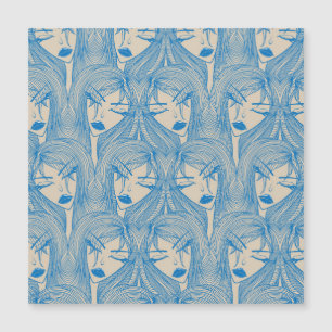 Carte Magnétique Fille glamour : motif sans couture stylisée.