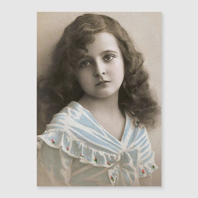 Carte Magnétique Fille vintage songeuse (Devant)