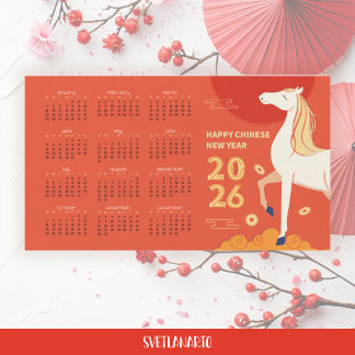 Carte Magnétique Fire Horse 2026 Chinese New Year Magnetic Calendar