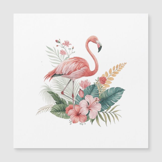 Carte Magnétique Flamant aux fleurs (Devant)